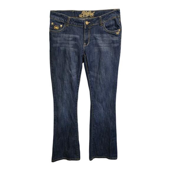EckoRed Bootcut Womens Jeans Size 9 Blue Medium Wash Low-Rise Embroidered Rhino - Picture 1 of 16